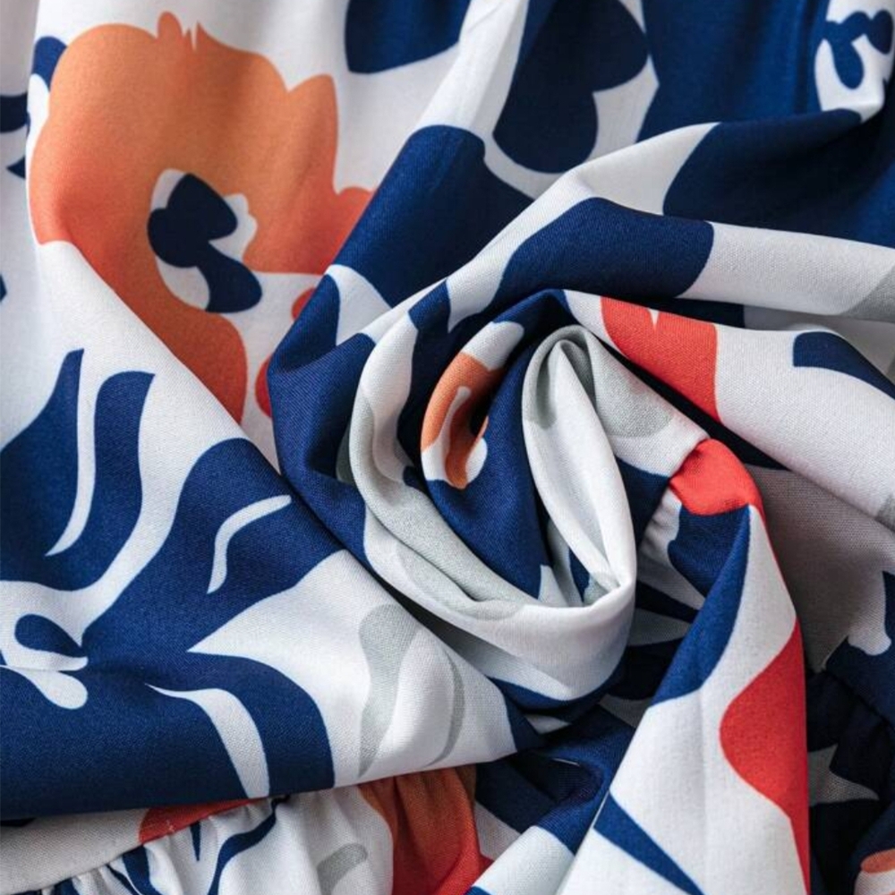 NWOT SHEIN Floral Print Midi Dress - Blue and Orange - Picture 4 of 4